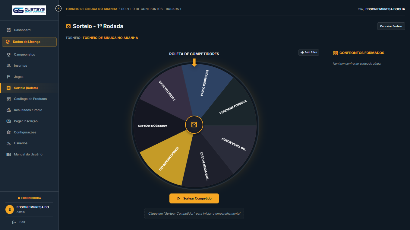 Sorteio de jogos pela Roleta